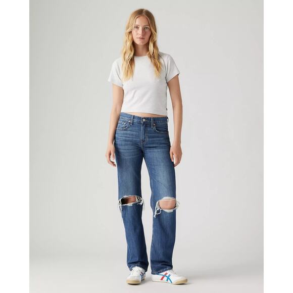 Levi’s Low Pro Straight Leg Jeans Breathe Out Medium Wash - Picture 1 of 10